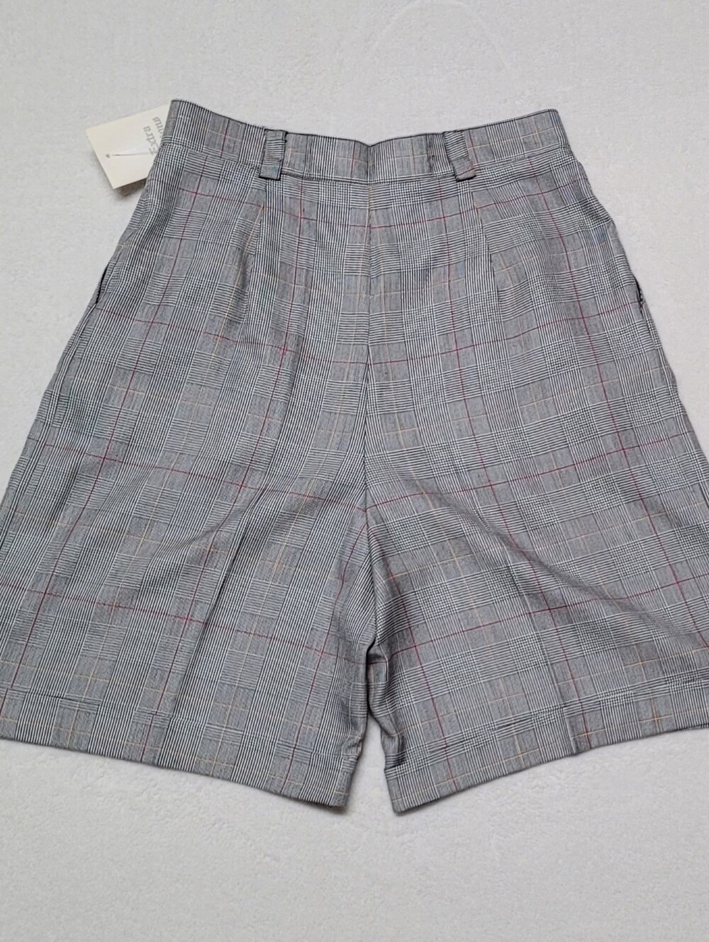 Punk Deadstock 80s Vintage Jones Wear Plaid High-Rise Pleated Culotte Shorts 12 - Picture 6 of 11